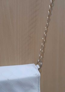 White Crossbody Bag with Chain Strap
