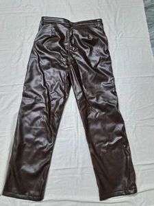 Faux Leather Brown Pants
