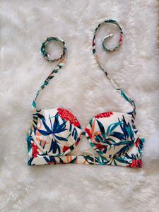 Tropical Floral Print Bikini Top