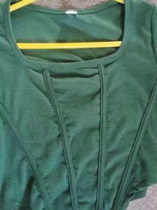 Dark Green Ribbed Corset Top