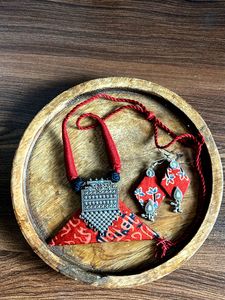 Handmade Boho Fabric Necklace & Earring Set