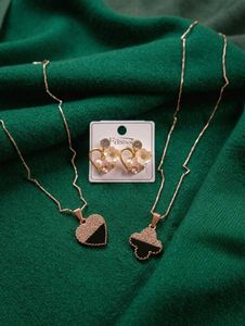 COMBO OFFER 💥 Elegant Heart & Clover Necklace Set