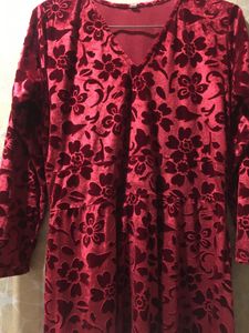Red Velvet Full Length Gown Maxi Dress