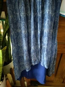 Embroidered White &amp; Blue Kurta