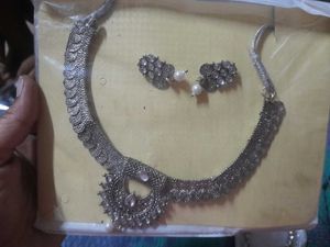 Elegant Oxidized Silver Necklace and Earring Set