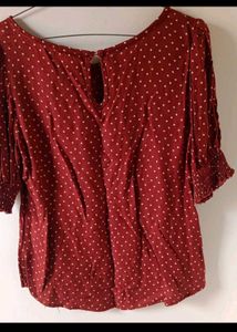 FIG Red Polka Dot Puff Sleeve Top