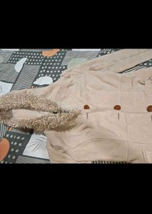 Stylish Women's Camel Coat with Fur Hood