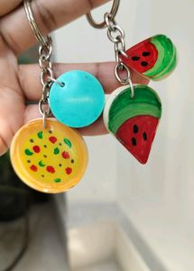 Handmade Funky Food Keychain ( SET OF 2 KECHAINS)