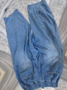 Light Wash Denim Cargo Pants