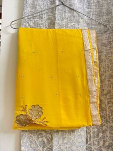 Vibrant Yellow Embellished Saree