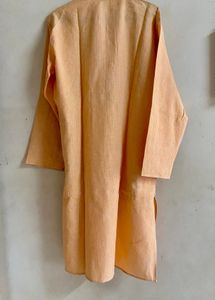 Men's Peach Striped Kurta Set