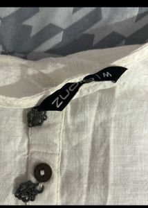 White Cotton Kurta with Red Embroidery