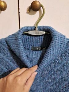 Soft Blue Turtle Neck Oversized Sweater