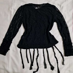 Y2k Vintage Gothic Grungy Black Lace Top