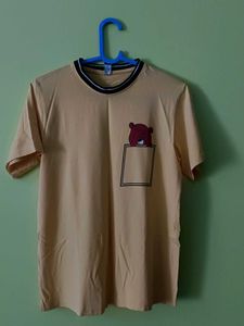 Cute Yellow Cartoon Pocket T-Shirt