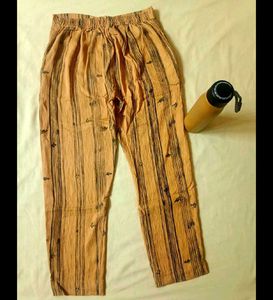 Yellow Striped Plazzo+Steel bottle