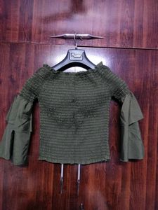 Olive Green Smocked Top