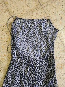 Leopard Print Slip Dress with Slit
