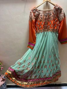 Embellished Orange &amp; Teal gown