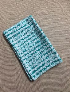 Teal & White Patterned Saree
