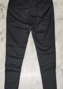 Men's Dark Grey Textured Trousers