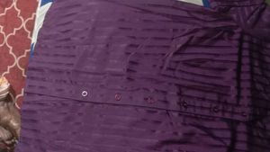 Purple Striped Button-Up Blouse