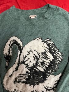 Green Swan Knit Sweater
