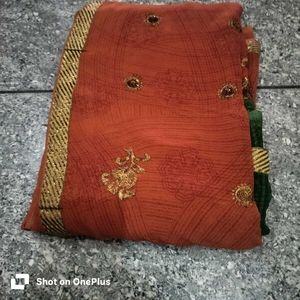 Embroidered Purple &amp; Pink Saree buy 1 get