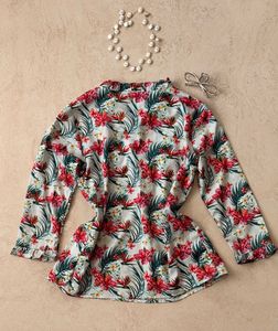 Floral Print Ruffle Trimmed Top