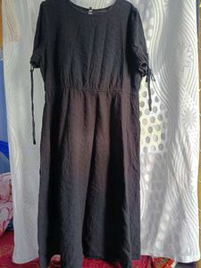 Black Textured Midi Dress