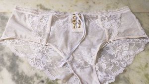 Lace Up Briefs with Floral Detail