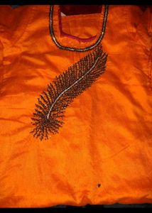 Orange Feather Print Kurta🧡