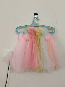 multicolored net frock