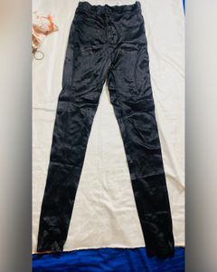 Sleek Black Satin-Look Pants