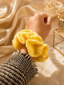 Handmade Yellow Crochet Scrunchie