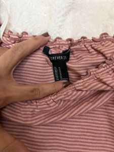 Pink Striped Off-Shoulder Top
