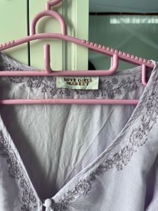 Lavender Embroidered Peasant Tunic Top