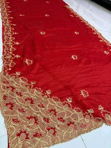 Red Embroidered Saree