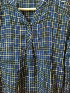 Blue Plaid Long Sleeve Top