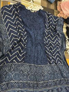 Bohemian Navy Blue Ethnic Kaftan Dress