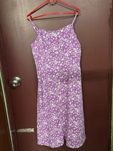 Cute Purple Floral Mini Dress