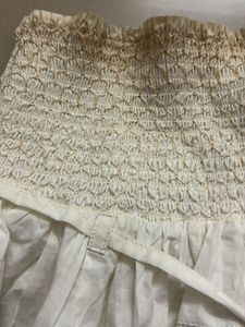 Imported Two Layered White Smocked Waist Mini Skir