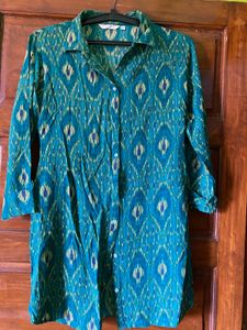 Vibrant Teal Ikat Print Kurta/dress