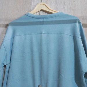 Cute Light Blue Cropped Sweatshirt