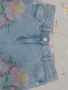 Embroidered Denim Shorts
