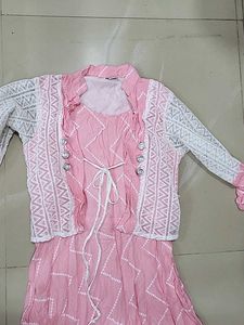 Pink Dress with White Shrug