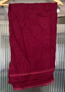 Maroon Kurta with White Embroidery Set