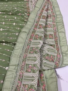 Green Embellished Lehenga Choli Set