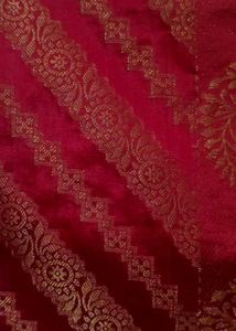 Elegant Red Saree with Golden Motifs