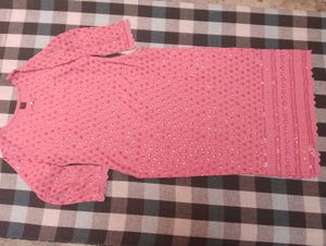 Pink Embroidered Sequined kurta